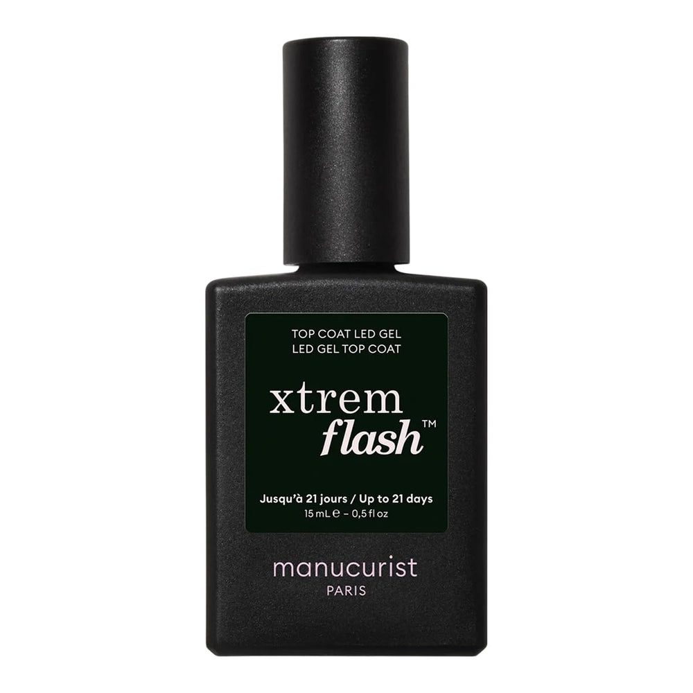 Manucurist Xtrem Flash Top Coat bottle close-up for long-lasting shine.