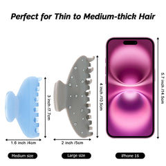 Pinza MAORULU de acetato media azul, vista lateral, duradera para cabello fino y medio.