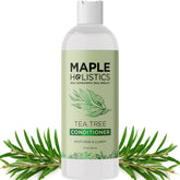 Maple Holistics Acondicionador árbol de té vertiendo en la botella para hidratación.