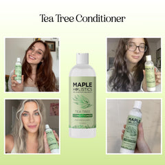 Textura cremosa del acondicionador árbol de té para cabello suave.