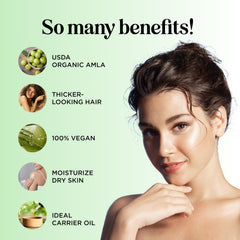 Maple Holistics Amla Oil con gotero facilita aplicación para volumen.