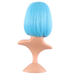 MapofBeauty light blue bob wig, hair detail, heat-stable fiber for styling.