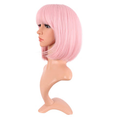 MapofBeauty bob wig cap coverage pink pale, secure fit for all-day comfort.