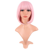 MapofBeauty bob wig front view pink pale, versatile styling for daily looks.