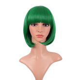 MapofBeauty green bob wig front view with stylish 12inch length