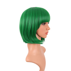 MapofBeauty green bob wig side view for a modern look