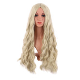 MapofBeauty blonde 28in wavy middle-part wig; ideal for cosplay and parties.