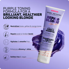 Hair treated with Marc Anthony purple shampoo to neutralize brass