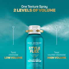 Marc Anthony Texture Spray aplicación en cabello seco para textura duradera.