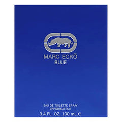 Marc Ecko Blue bottle side view, easy to grip for on-the-go freshness