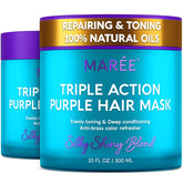 MAREE purple hair mask bottle showing salon-grade toning for brassy blonde hair