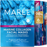 MAREE mascarilla facial de colágeno con ácido hialurónico para hidratación profunda.