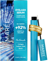 MAREE serum para pestañas, botella visible, favorece crecimiento natural.