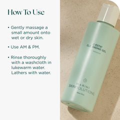 Marini SkinSolutions cleansing gel rinse with water for easy removal.
