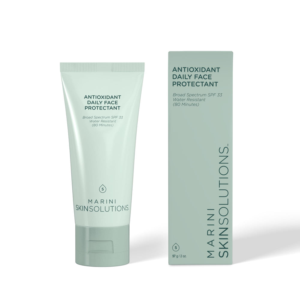 Marini SkinSolutions antioxidant daily face protectant bottle for everyday sun protection.