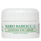 Mario Badescu caffeine eye cream packaging shows compact jar for everyday use