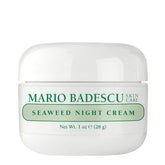 Mario Badescu crema nocturna con alga marina, textura cremosa para piel suave.