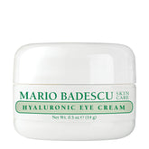 Mario Badescu hyaluronic eye cream jar hydrates the delicate under-eye area.