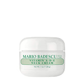 Mario Badescu Vitamina A-D-E crema para el cuello, botella clara para hidratación profunda.