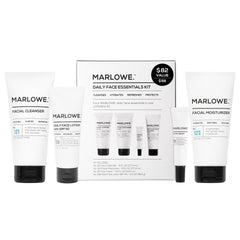 MARLOWE No. 204 daily essential face kit on display for a complete morning routine.