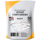 Mary Tylor Naturals contenedores blancos para bálsamo labial, perfectos para bricolaje y almacenamiento seguro.