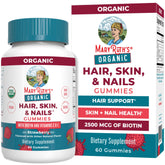 MaryRuth's Hair Skin Nails gummies bottle highlighting strawberry flavor for daily hair skin nails support.