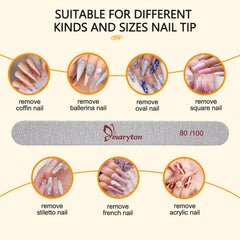 Maryton double-sided wood emery board with 80/100 grit for fast shaping.