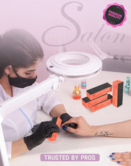 Maryton nail sanding block in use for evening out nail surfaces.