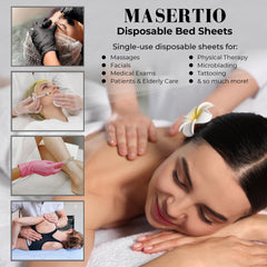MASERTIO face-cut-out disposable sheet supports facial treatments