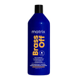 MATRIX Brass Off Blue Conditioner bottle shows blue pigments for toning lightened brunettes.