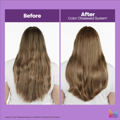 Matrix Color Obsessed Conditioner dispenser demonstrates easy application and even coverage.