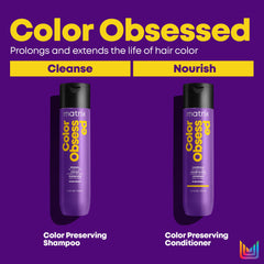 Matrix Color Obsessed Conditioner hair closeup reveals smooth, vibrant strands.