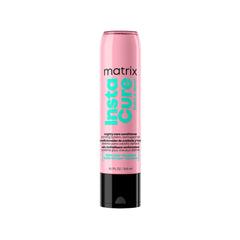 Matrix Instacure Mighty Care Conditioner bottle highlights bond repair for damaged hair.