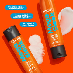 Matrix Mega Sleek foam lather cleanses and refreshes the scalp.