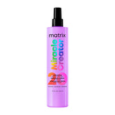 Matrix Miracle Creator Leave-In Bottle Pump showing easy conditioning and heat protection