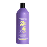 Matrix So Silver Purple Conditioner bottle ready to neutralize brass on blondes