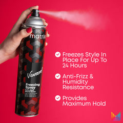 Matrix Vavoom Anti-Frizz coverage protects against humidity with fast-drying mist