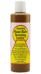 Textura cremosa de Maui Babe, loción bronceadora suave para la piel.