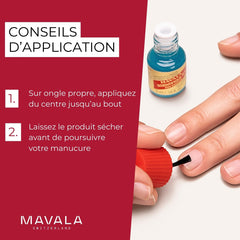 Secado rápido del producto MAVALA K+ para manicura rápida.