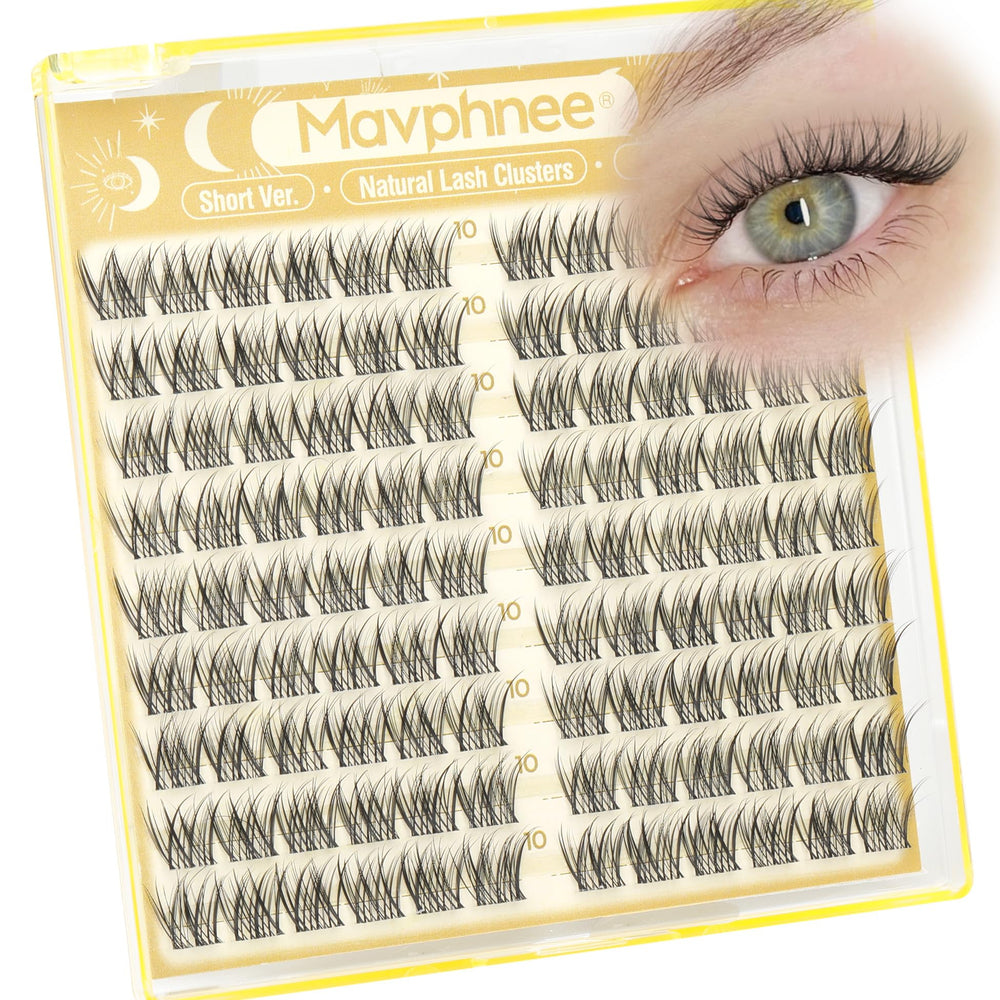 Mavphnee 10mm lash clusters pack for natural everyday wispy lash looks.