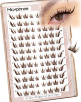 Mavphnee brown cat eye lash clusters create a balanced, salon-like look.