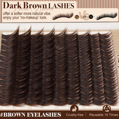 Mavphnee brown eyelash clusters detailed view with soft airy fibers