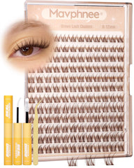 Mavphnee Brown Lash Clusters Kit front view for natural day-to-night look.