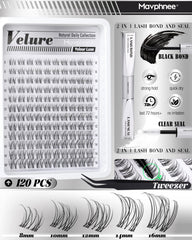 Mavphnee Clear Band Lash Clusters Kit 12mm for a soft, lifted effect.