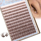 Mavphnee Flaunt lash clusters close-up of brown lashes in 8-16mm range for natural blend.