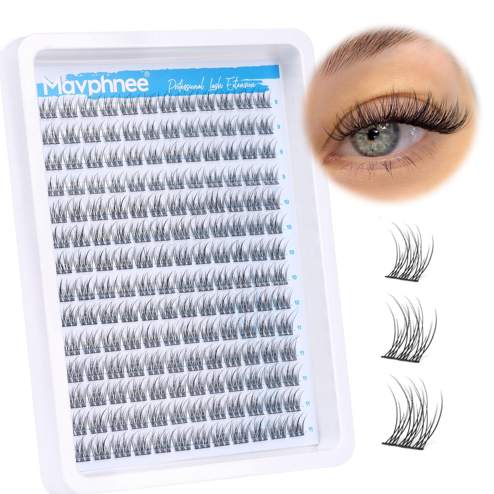 Mavphnee natural cluster lashes CC-curly close-up for seamless everyday wear.