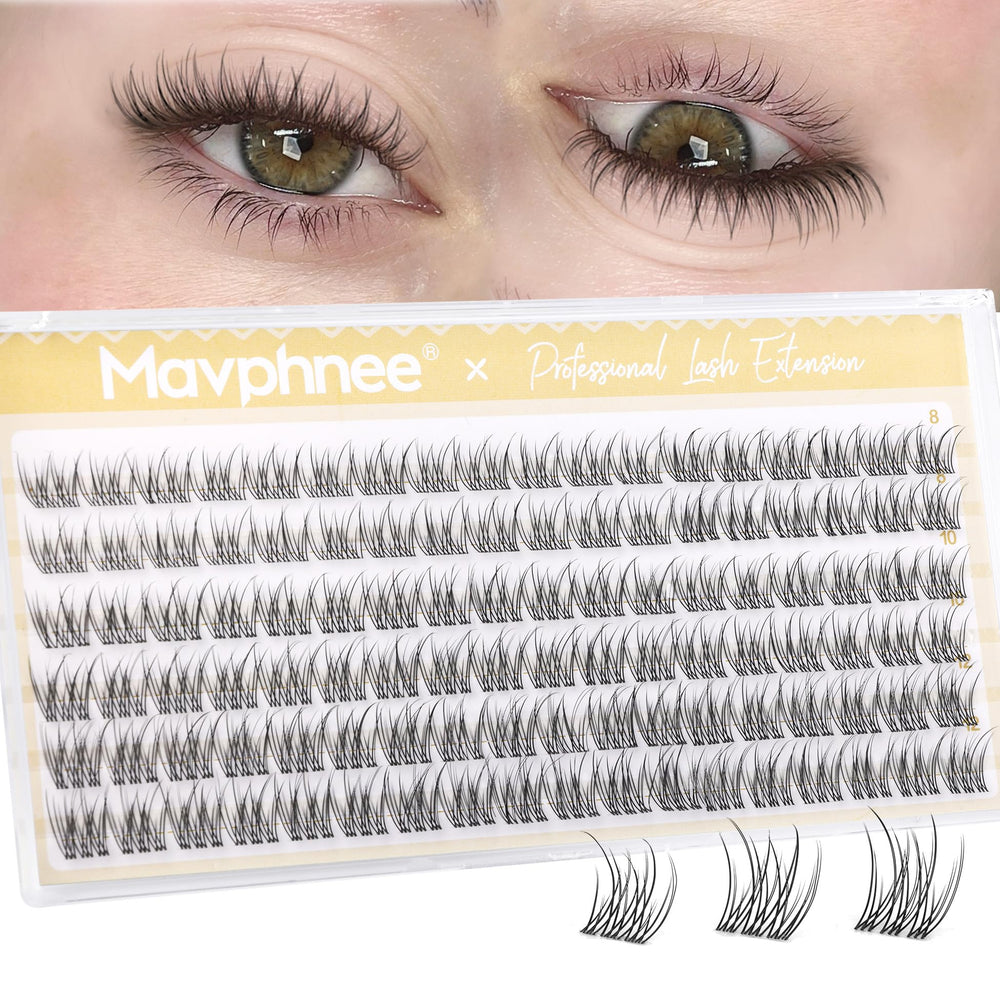 Mavphnee natural lash clusters 8–10–12mm offer feather-light fullness for daily wear.