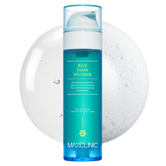 MAXCLINIC Blue Tansy Oil to Foam bottle on a clean vanity for balanced skin