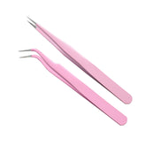 MAXLEAF straight tweezer in pink for precise lash placement and crafts.