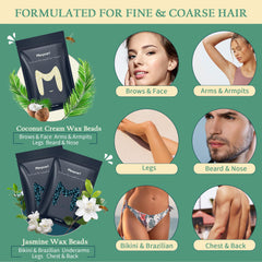 Maxpearl hard wax beads coconut jasmine pour shows smooth texture ready to apply